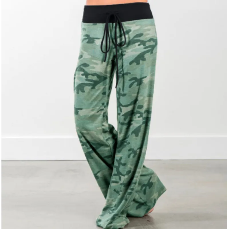 Women's Loose Floral Print Wide Leg Pants – Mid-Waist Straight Trousers for Everyday Comfort