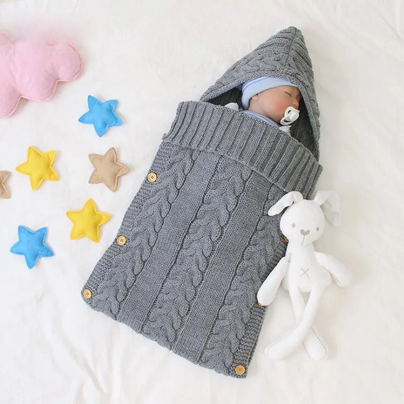 Newborn Baby Knit Sleeping Bag Soft & Cozy Infant Wrap for Boys & Girls