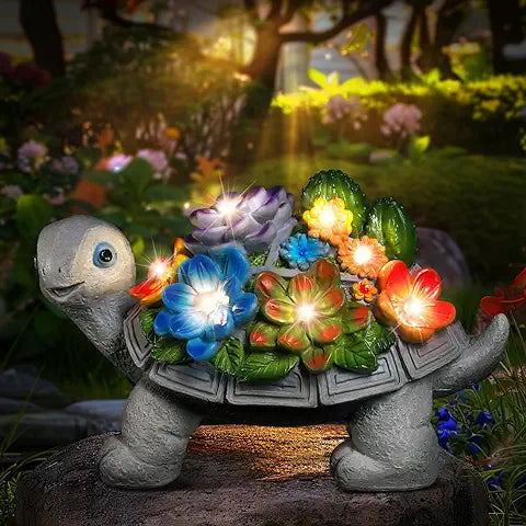 LED Solar Tortoise Resin Succulent Ornament Lamp – Decorative Solar-Powered Animal Craft