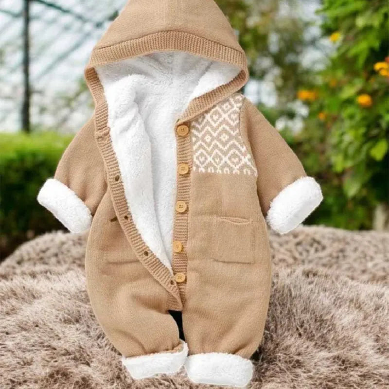 Babies Knit Jumpsuit Cute & Thickened Warm Cotton Romper