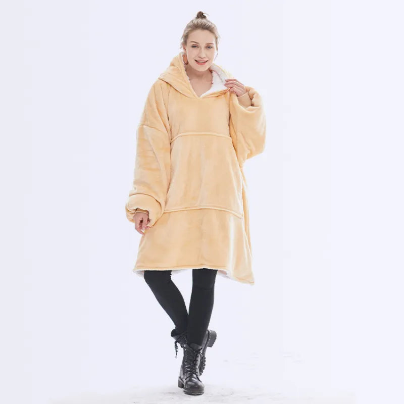 Hooded Ladies Double-Layer Flannel Sweater Pullover – The Ultimate Cozy Essential