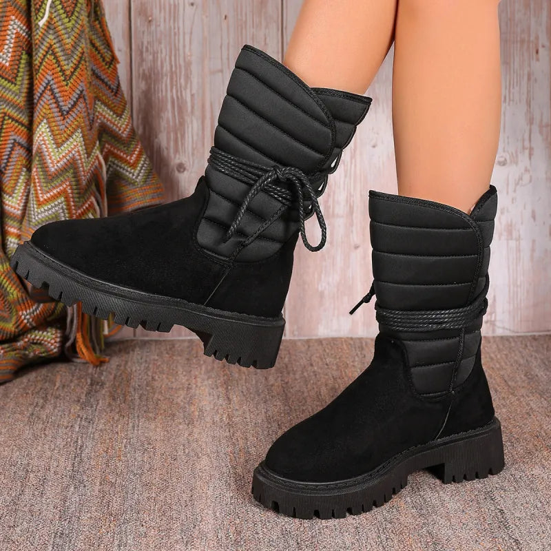 New Chunky Heel Mid-Tube Snow Boots – Winter Warmth with Style