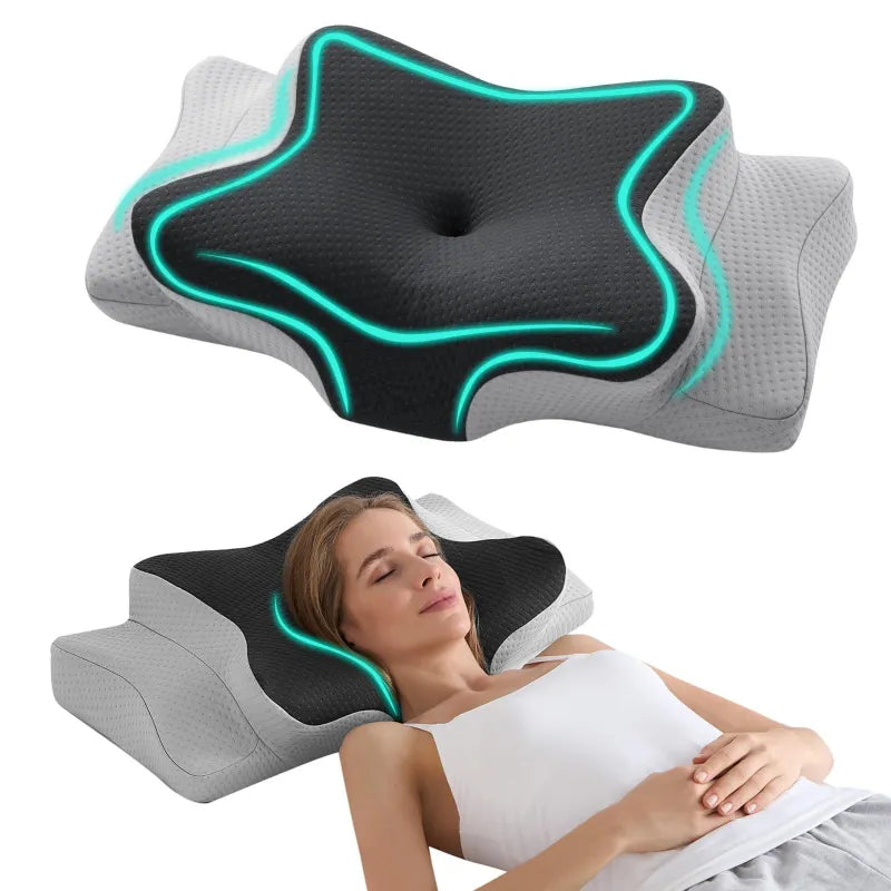 Memory Foam Cervical Support Pillow Adjustable Orthopedic Neck Pillow for Better Sleep