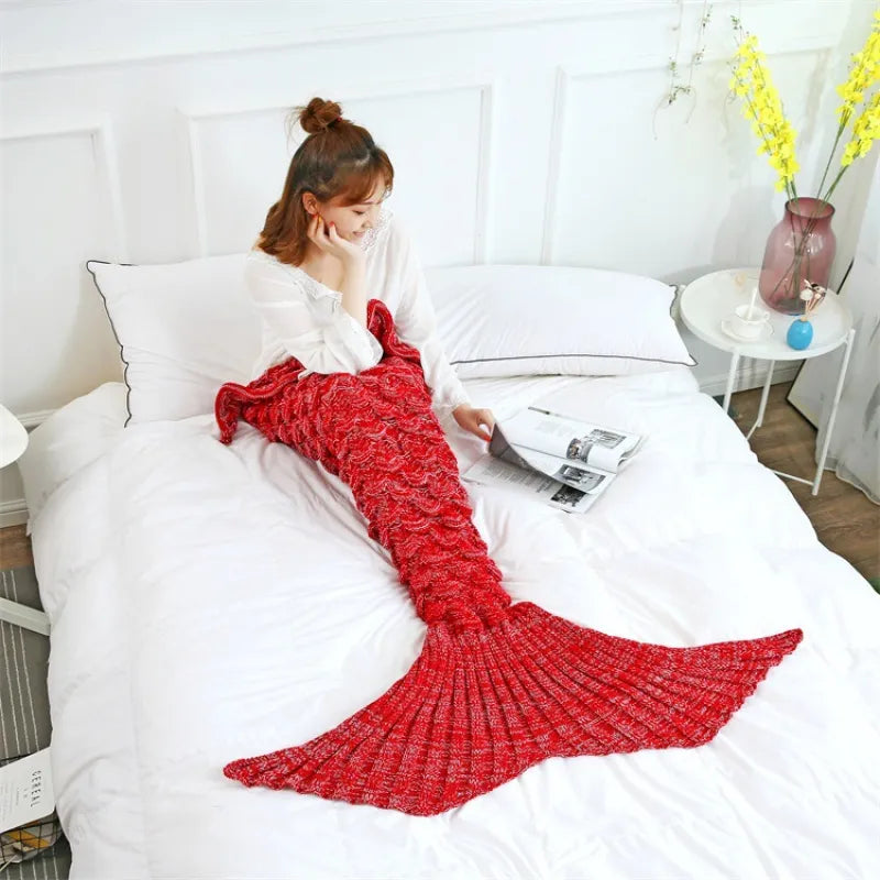 Handmade Knitted Mermaid Blanket – Soft and Cozy Imitation Cashmere for Adults and Kids