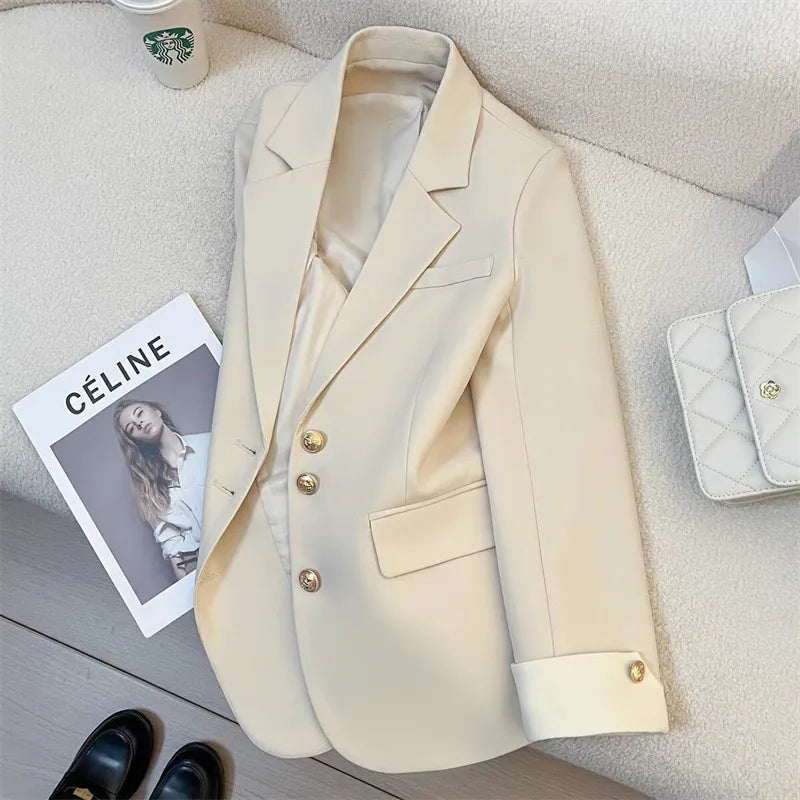 Women's Spring and Autumn Multi-Color Temperament Coat – Fashionable Solid Color Long Sleeve Jacket