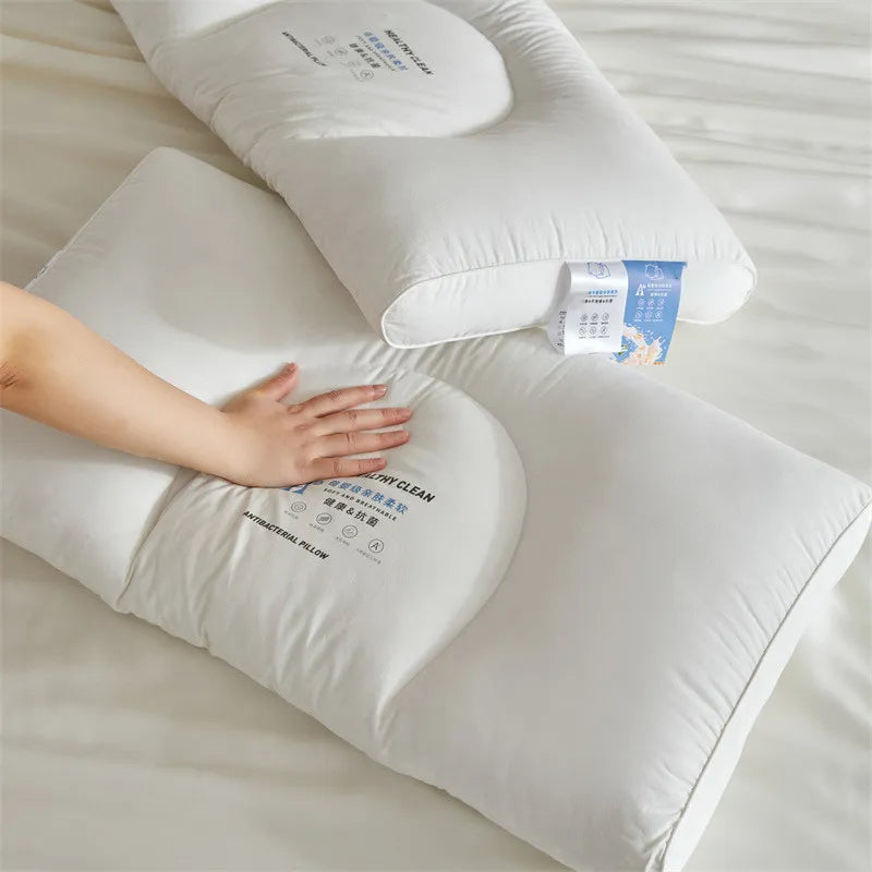 Cotton Washable Antibacterial High Pillow – 3D Neck Guard with Soy Protein Fiber Filling