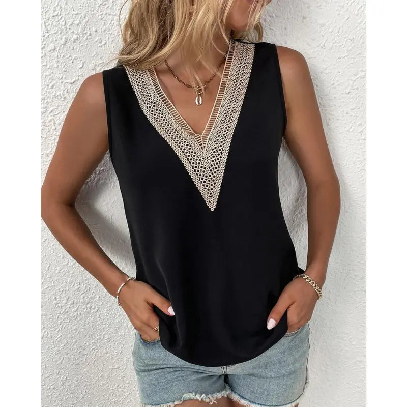 Women's V-Neck Sleeveless Solid Color Vest – Stylish, Simple, and Versatile Tops