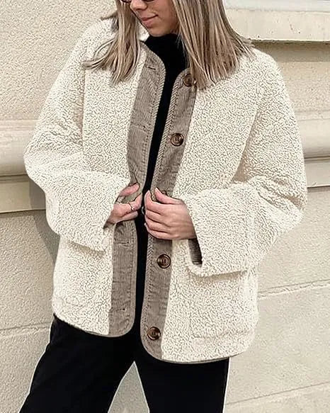 Women’s Warm Corduroy Winter Collarless Jacket – Cozy Style Meets Functionality