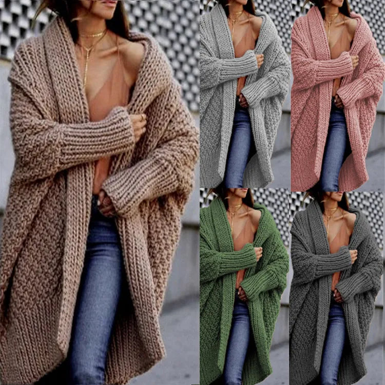 Women's Long Thick Sweater Cardigan – Perfect for Autumn & Winter Street Style