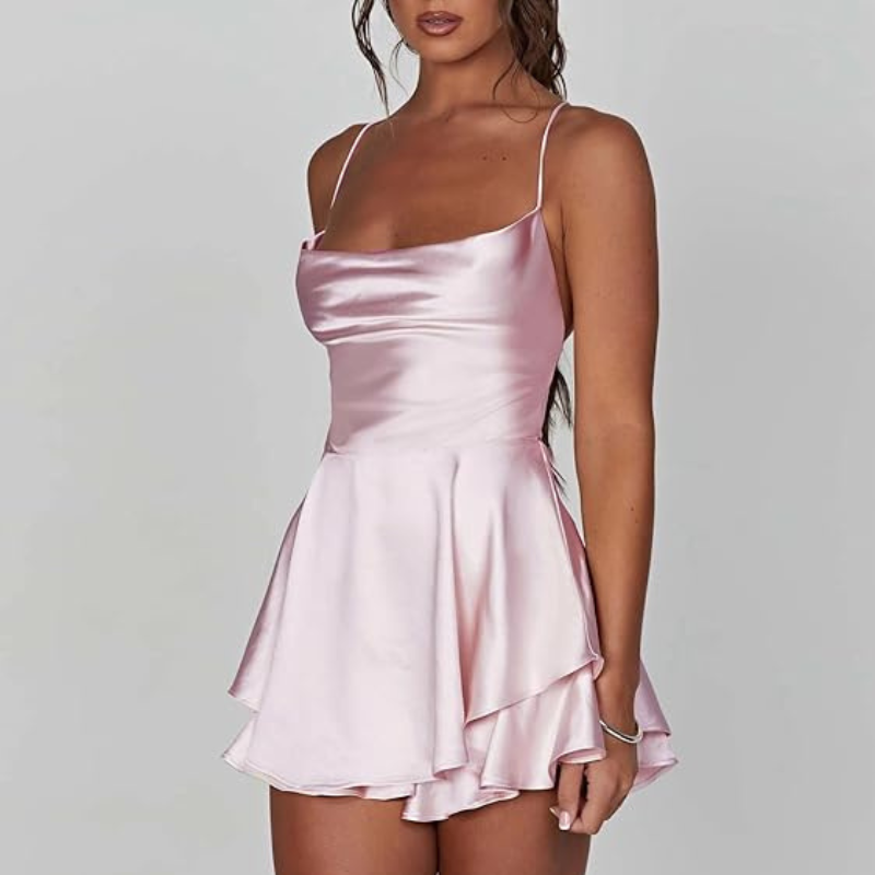 SatinGlam Backless Dress – Chic and Sophisticated Satin Dress for Timeless Elegance at Any Event