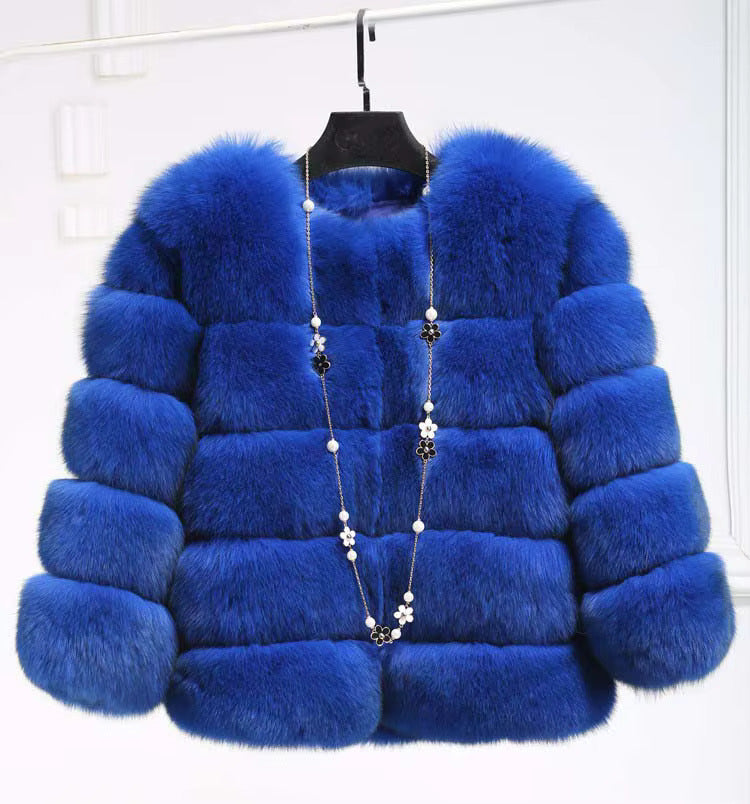 Women's Winter Faux Mink Fur Coat – Elegant Thick Warm Outerwear Jacket