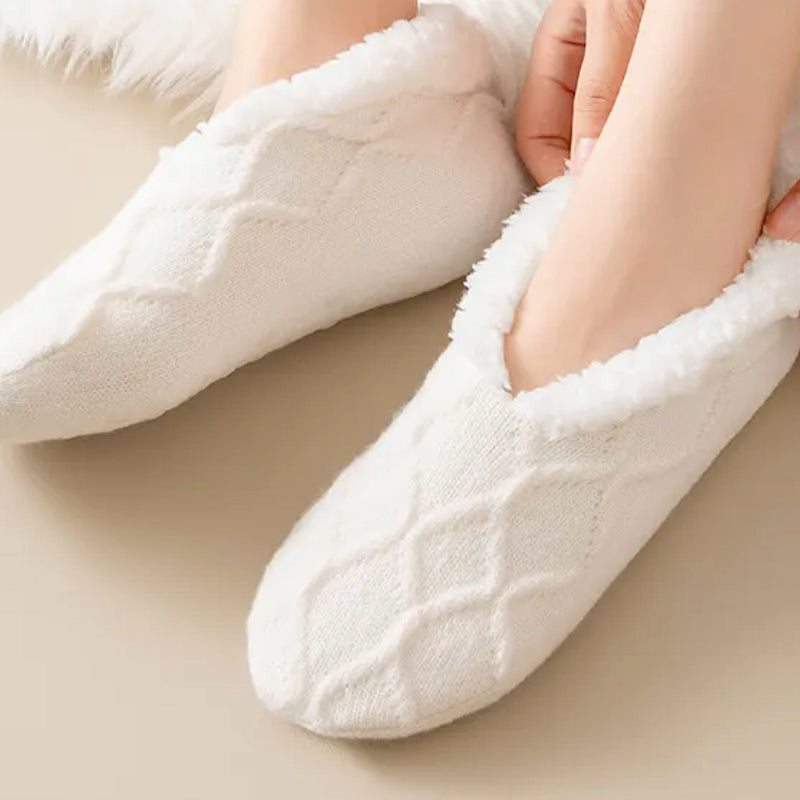 Room Socks Winter Fleece-Lined Padded Warm-Keeping Ankle Socks for Women