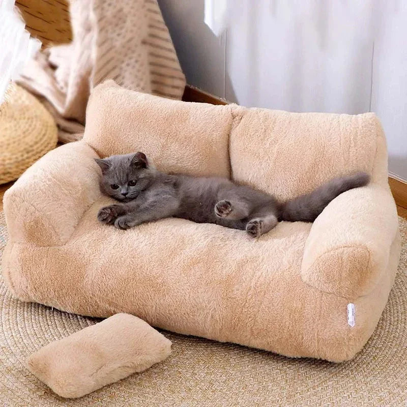 Luxury Cat Bed Sofa – Winter Warm Plush Pet Bed for Cats and Small Dogs