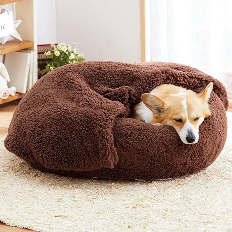 Semi-Closed Cat Nest Bed Cozy Deep Sleep Pet Nest for Cats & Small Dogs