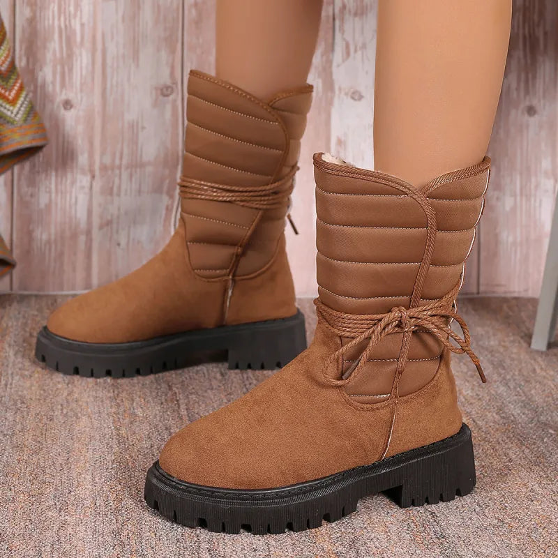 New Chunky Heel Mid-Tube Snow Boots – Winter Warmth with Style