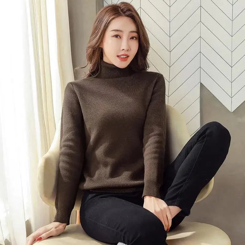 Turtle Neck Winter Sweater – Women’s Elegant Thick Warm Knitted Pullover