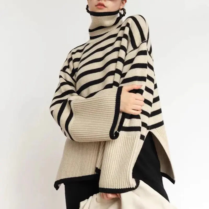 Fashion Striped Turtleneck Sweater Cozy, Stylish, and Perfect for Winter