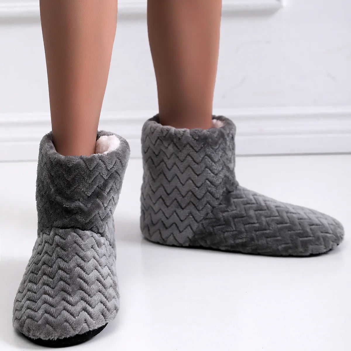 Flat Heel Deep Mouth Thick Bottom Slipper Boots Cozy & Stylish for Indoor Comfort