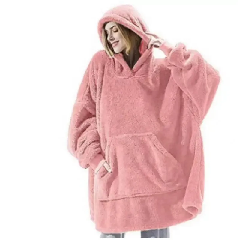 Oversized Hoodie Sweatshirt with Big Pocket – Double-Sided Fleece Wearable Blanket for Ultimate Comfort