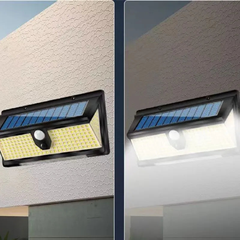 Solar LED Wall Lamp Outdoor Infrared Sensor Light with Three-Side Illumination