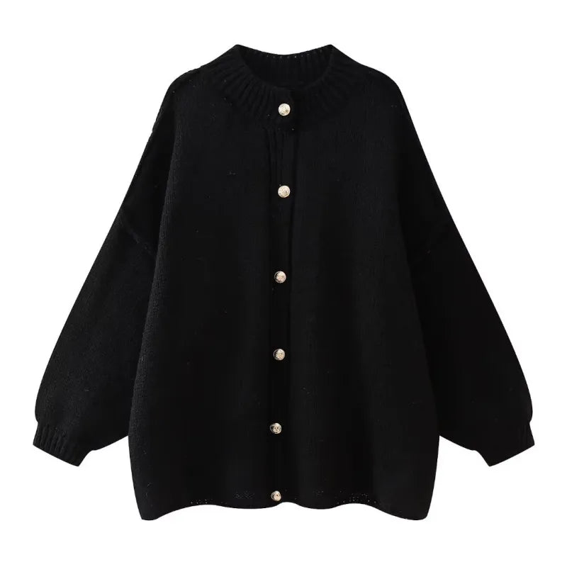 Fastener Decoration Batwing-Sleeved Jacket