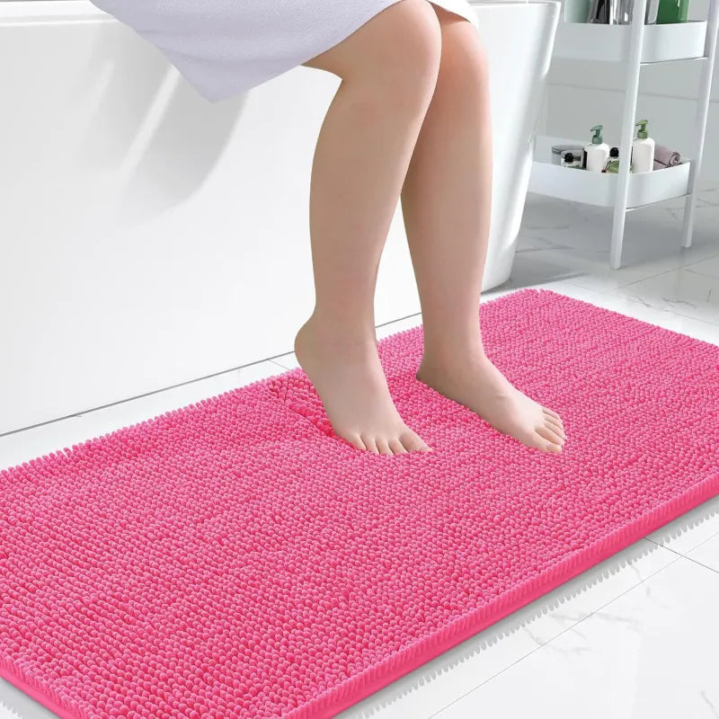 Long Wool Chenille Floor Mat – Absorbent Non-Slip Rug for Bathroom and Bedroom