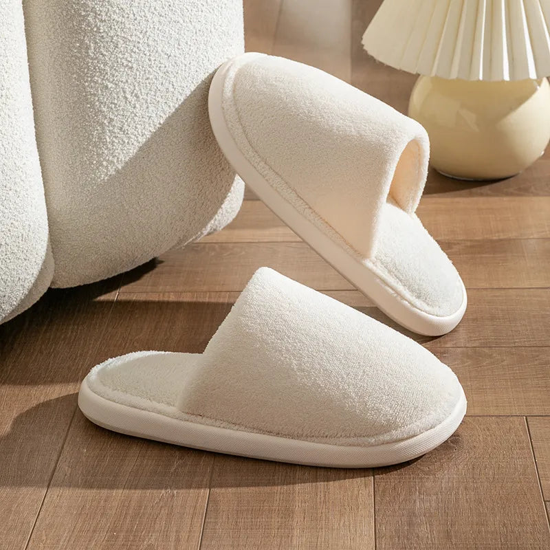 Warm Plush Cotton Slippers for Women & Men – Cozy Indoor Anti-Slip House Shoes