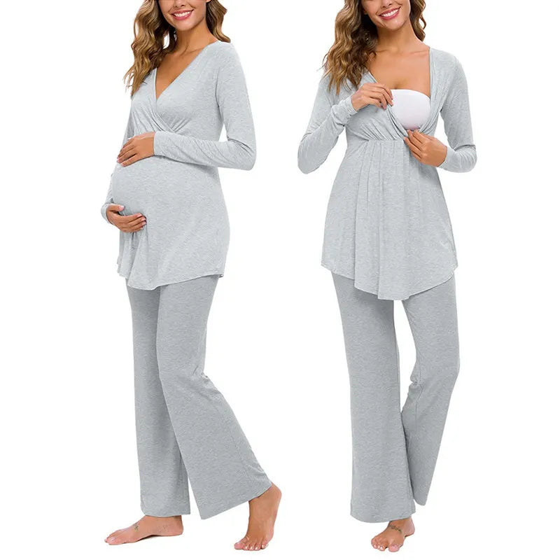 Nursing Pajamas for Pregnant Women Soft & Comfortable Maternity Sleepwear Set