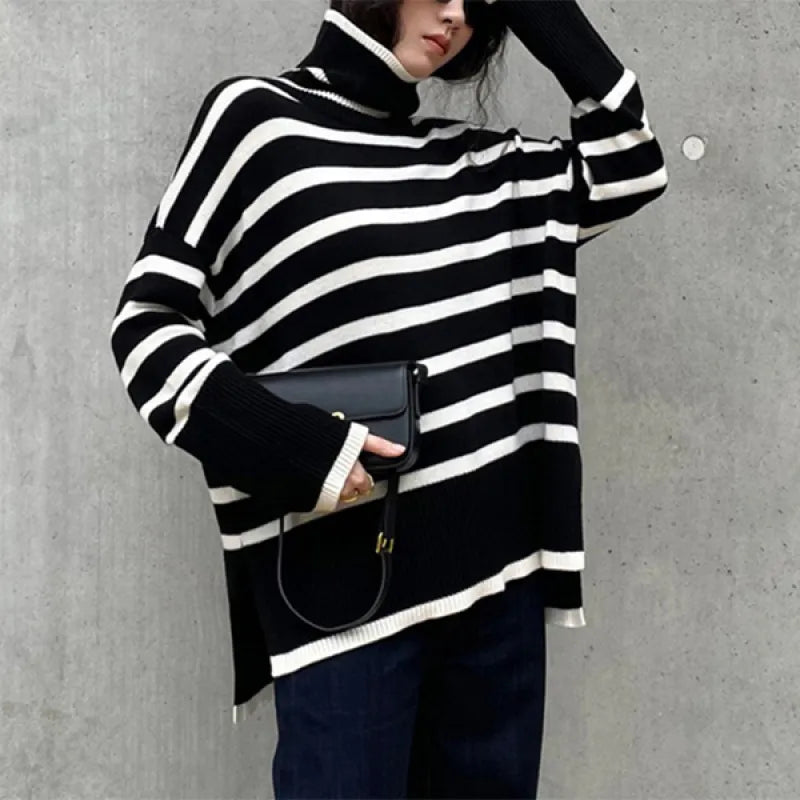 Fashion Striped Turtleneck Sweater Cozy, Stylish, and Perfect for Winter