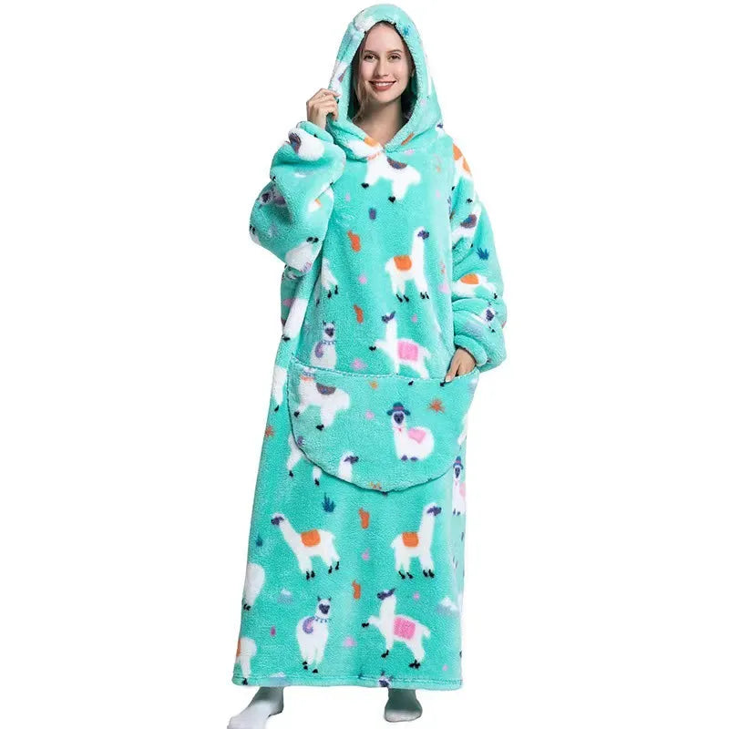 Fleece Hooded Wearable Blanket Sweatshirt Oversized Cozy Blanket Hoodie for Ultimate Warmth