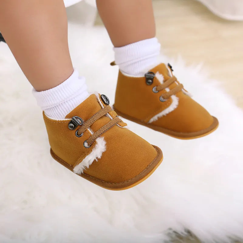 Baby Toddler Warm Shoes – Synthetic Leather High-Top Winter Boots for Boys and Girls