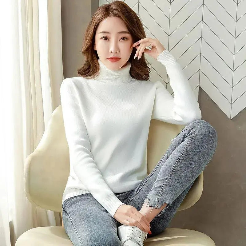 Turtle Neck Winter Sweater – Women’s Elegant Thick Warm Knitted Pullover