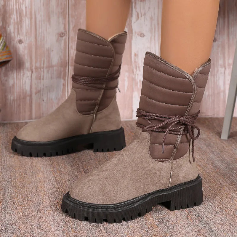 New Chunky Heel Mid-Tube Snow Boots – Winter Warmth with Style