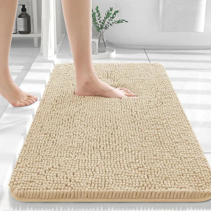 Long Wool Chenille Floor Mat – Absorbent Non-Slip Rug for Bathroom and Bedroom