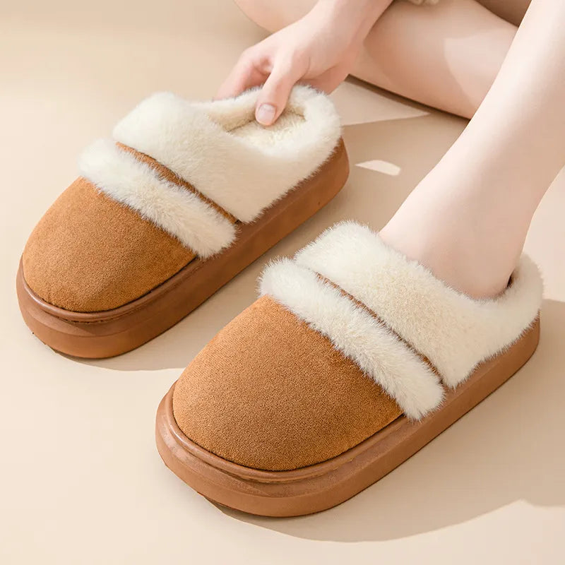 Fashion Warm Cotton Slippers Cozy Non-Slip Velvet House Shoes for Women