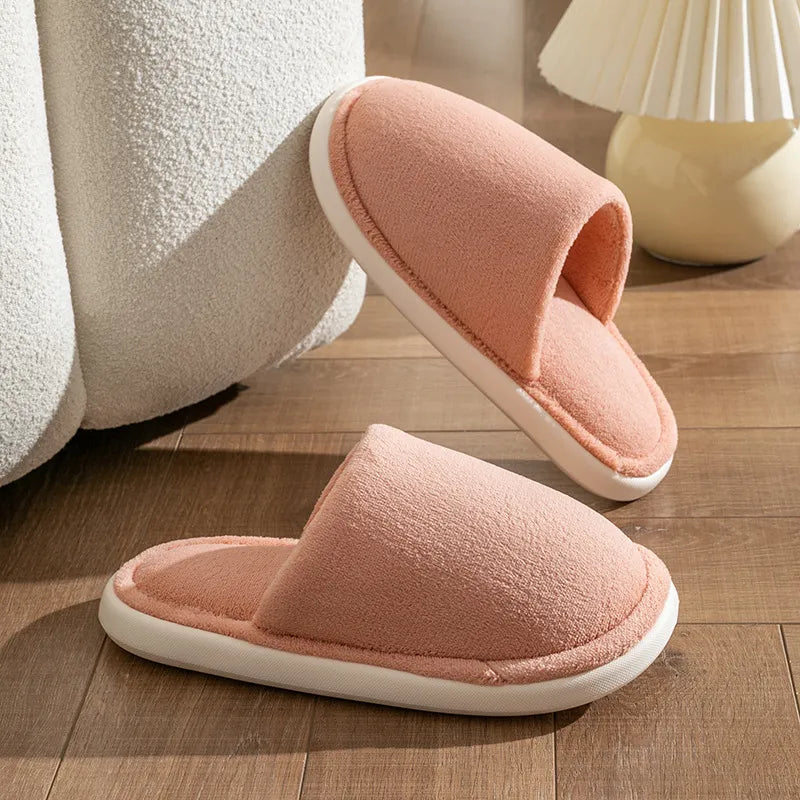 Warm Plush Cotton Slippers for Women & Men – Cozy Indoor Anti-Slip House Shoes