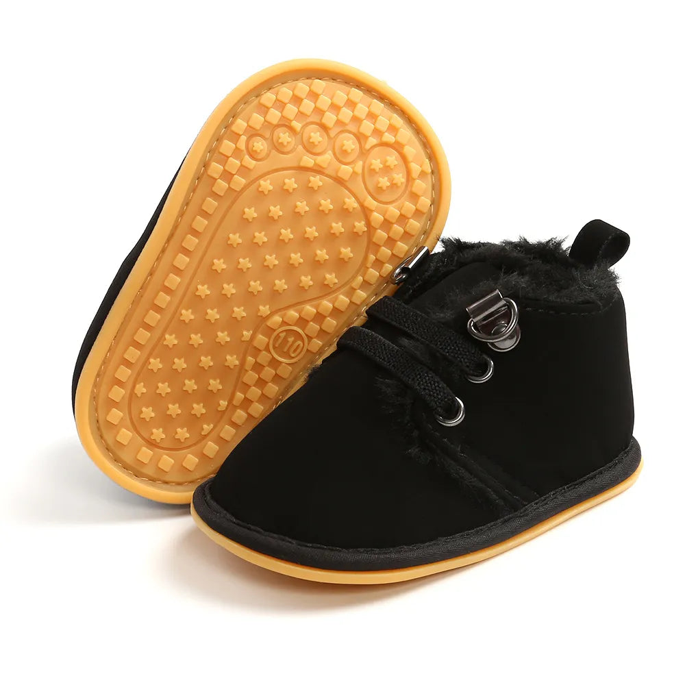 Baby Toddler Warm Shoes – Synthetic Leather High-Top Winter Boots for Boys and Girls