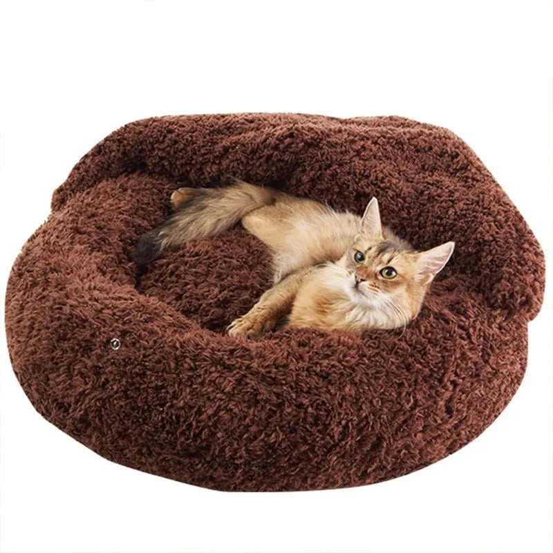 Semi-Closed Cat Nest Bed Cozy Deep Sleep Pet Nest for Cats & Small Dogs