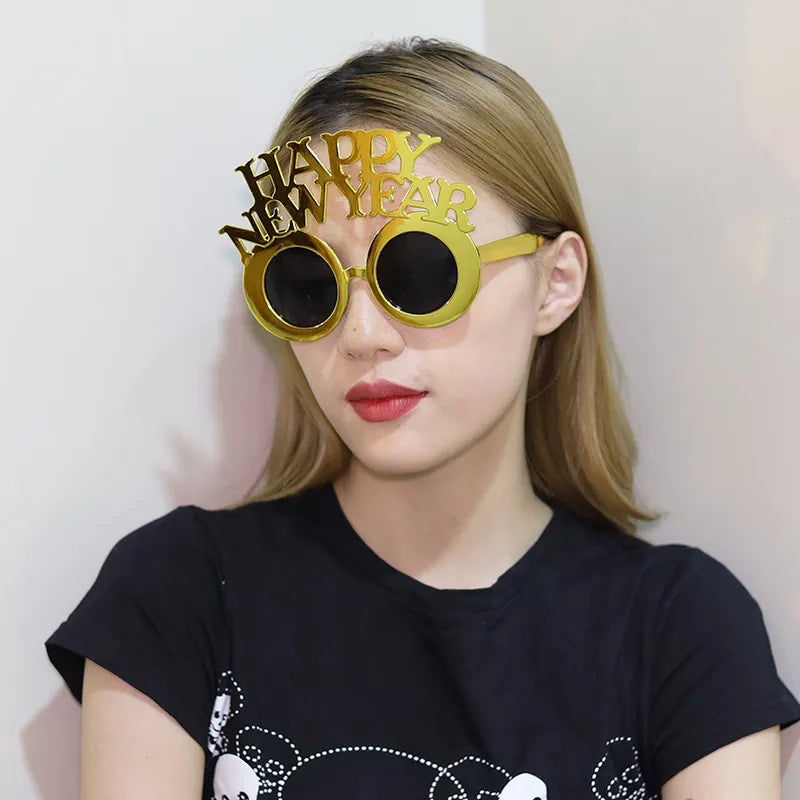 Creative 2025 Happy New Year Party Glasses Fun Photo Props & Holiday Dress-Up